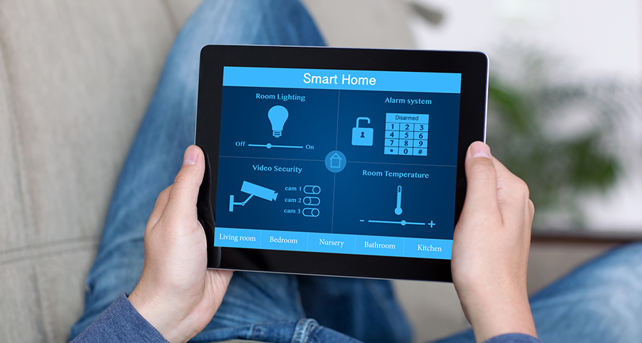 The ability to access and control security components from a mobile device is one of the top smart home trends in Gaithersburg. Close-up of smart home security app.